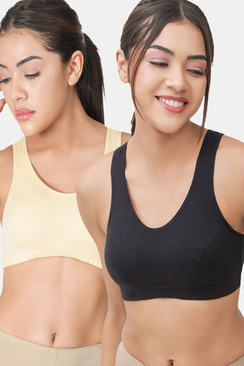 Buy Lady Lyka Soft Strechable Sports Bra (Pack of 2) - Multicolor